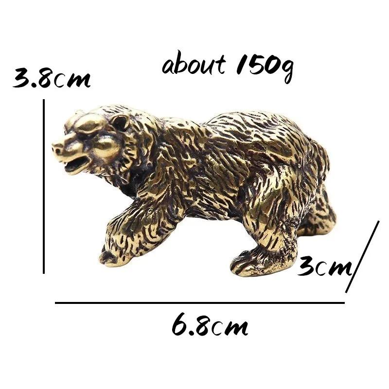 Brown Bear Statue Ornament Solid Brass Polar Animal Figurine Miniatures Tea Table Pet Desk Decors Accessories Crafts