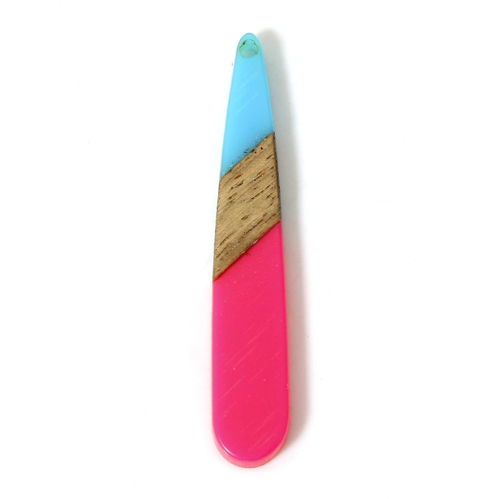 5 PCs Resin & Wood Wood Effect Resin Pendants Multicolor Drop 4.4cm X 0.8cm