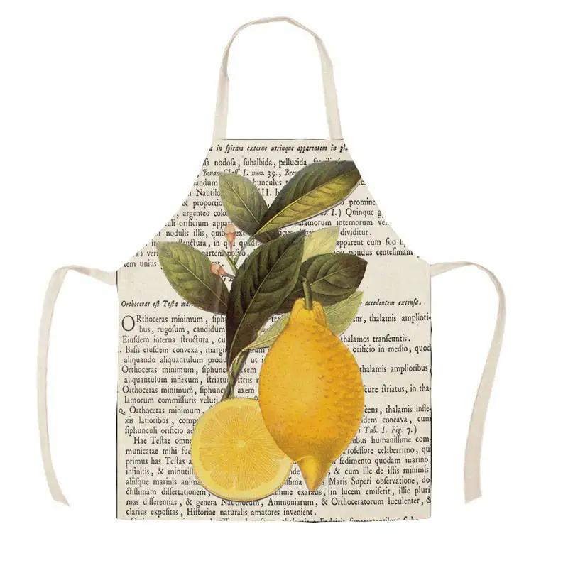 Citroen Fruitpatroon Slab Waterverf Kunst Keuken Schort Dames Huis koken Bakkerij Schoonmaak Linnen Chef Vlekbestendig Schort