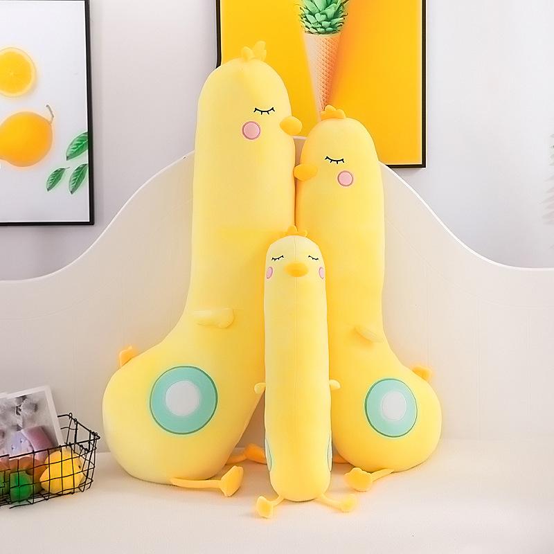 Sleeping On The Bed with Legs and Pillows, Long Strips, Large Yellow Duck, Detachable, Wash Dolls, Plush Toys, Cute Girls