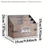Wooden Mail Organizer 3 Slots Desk Wood File Paper Letter Holder for Envelope Filing Cell Phone Document Storage for Office Home