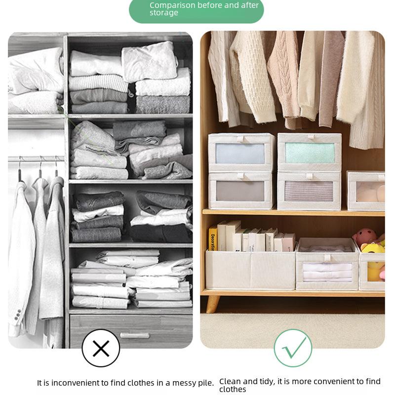 Cutii de depozitare pentru haine pliabile, organizatoare de dulap din material textil cu capace, cutii de depozitare pentru haine, jucării, pantofi, dormitor, sufragerie din bumbac (12L)