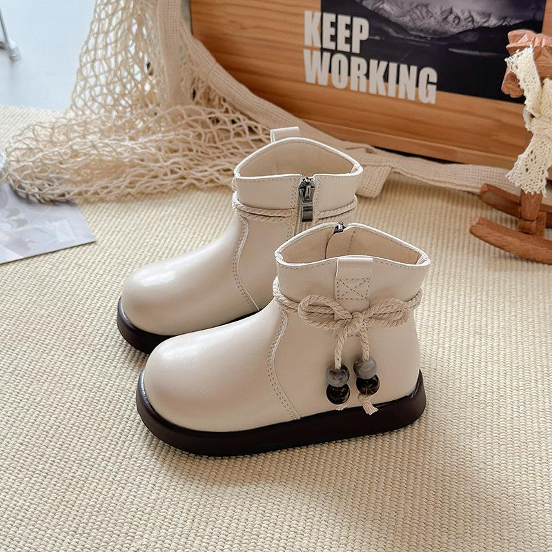 

Children Ankle Boots Autumn Winter Girls Soft-sole Non-slip Zipper Short Boots Kids Retro Platform Princess Boots 23