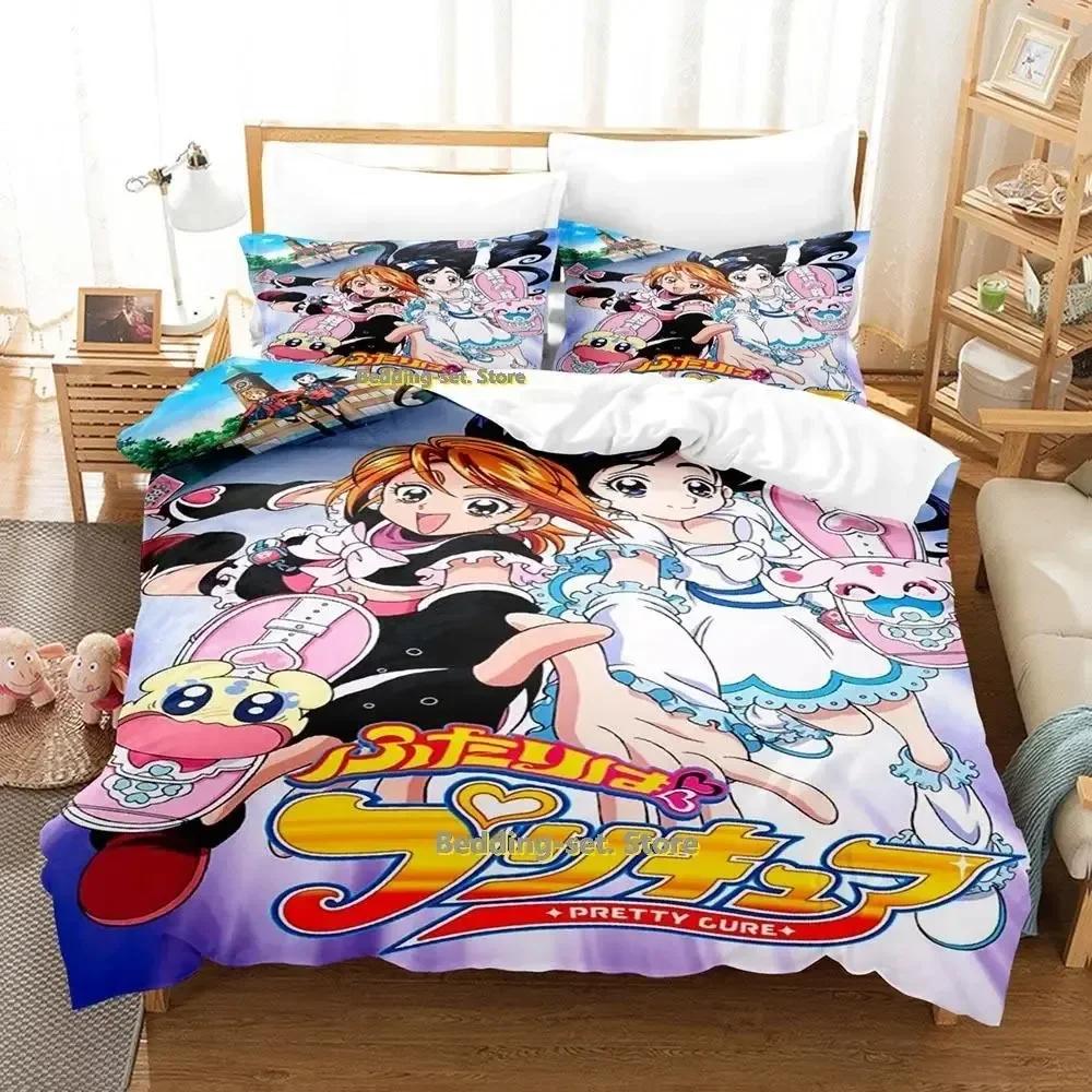 New Pretty Cure Anime parure de lit Bed Printed Bed Set Duvet Cover Pillowcase Bedding Set Bed Linen Sheet Quilt Cover Full Size