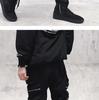 Men's Slim Fit Chinese Style Work Pants with Zipper and Ribbon Detail