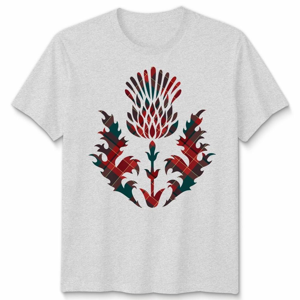 Scottish Tartan Unisex T Shirt Thistle Emblem Scotland Heritage Symbol Tee