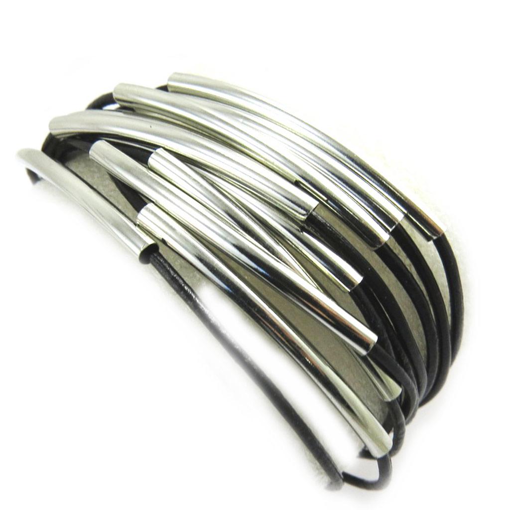 Les Trésors De Lily [M0706] - Black 'Peaceful' Designer Bracelet (10 Rows)