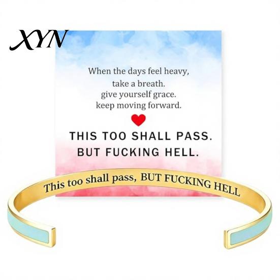 Bracciale da Donna Ispirazionale a Bracciale, Braccialetto con Mantra 'Anche Questo Passerà', Bracciale da Uomo Motivazionale con Messaggio Nascosto, Regolabile, Incoraggiamento