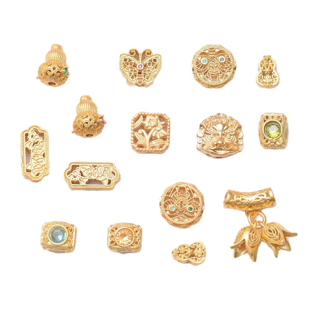 Color-Preserving Ancient Sand Gold Bead-Separated Butterfly Gourd Bracelet Accessories Beaded Diy Handmade Bracelet Necklace Jewelry Loose Beads