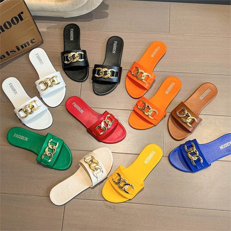 Slippers Women's Summer 2024 New Internet Celebrity Cool Slippers New Fashion Versatile Outer Wear One-word Drag Flat Bottom Outdoor Size 43