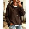 Women S Solid Drawstring Hooded Knit Loose Fit Casual Sweatshirt With Pockets