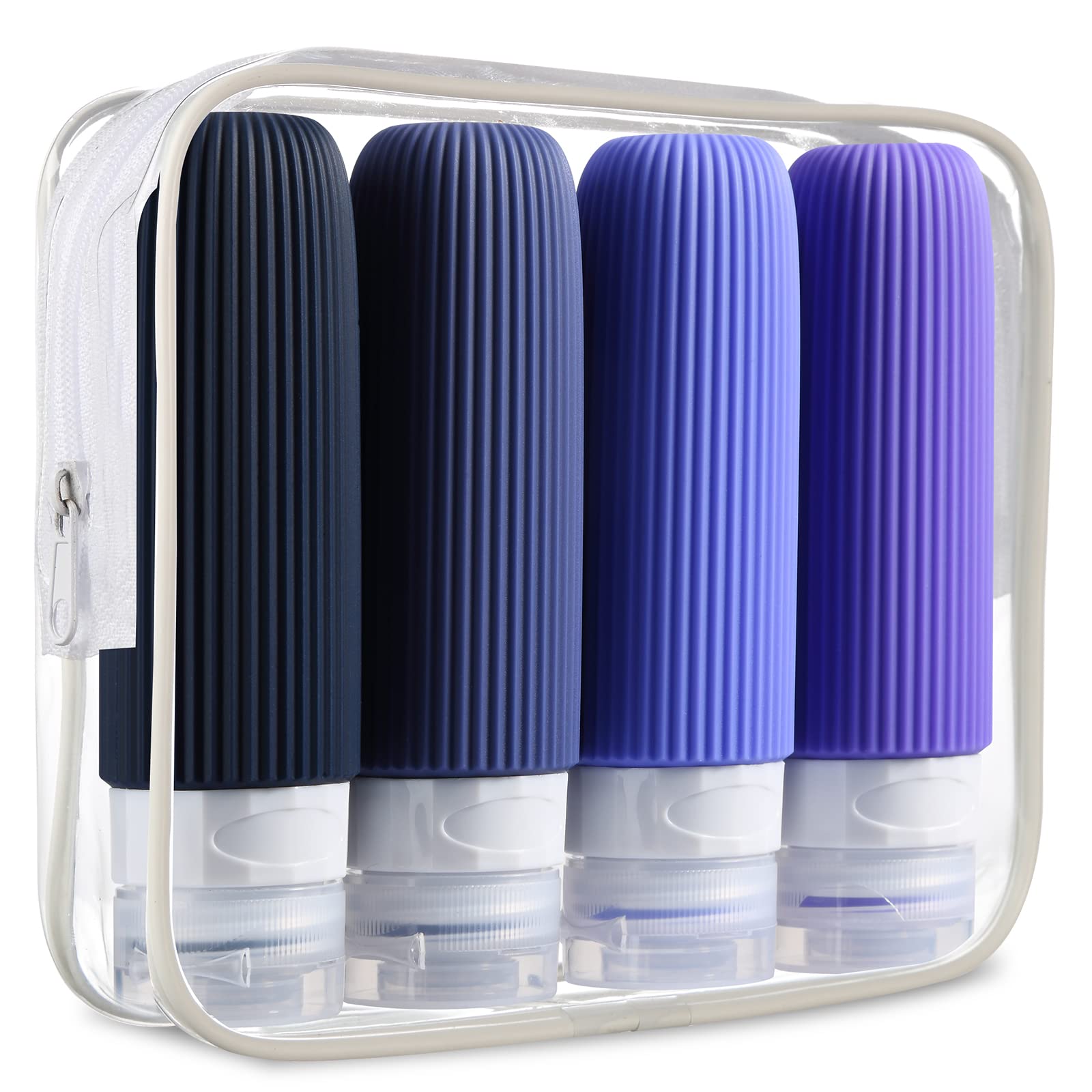 

4Pc Silicone Traveling Essentials Bottles Set of Bottle Refillable Accessories Tsa Approved Portable BPA Free Leak Proof Squeezable
