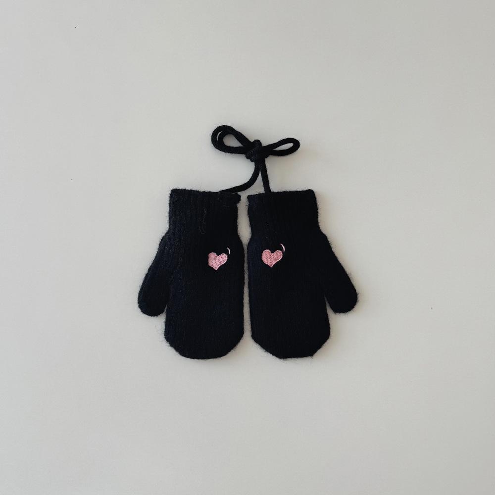 Korean Children's Gloves Autumn Winter New Solid Color Simple Warm Bag Finger Neck Baby Gloves Kids Mittens Accessories