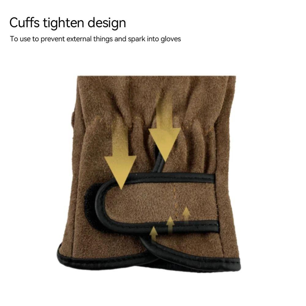 1Pair Hand Protection Cowhide Protective Gloves Leather Labor Protective Gloves  Garden