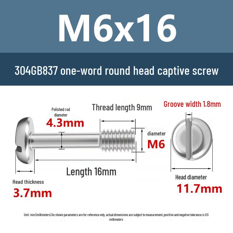 Yigu 304 Stainless Steel Pan Head Captive Screw M3/M4/M5/M6