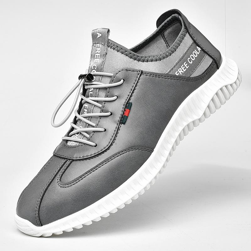 

Мужская обувь, летняя модная обувь, новые универсальные спортивные повседневные кроссовки для путешествий с кожаной поверхностью 44 серый