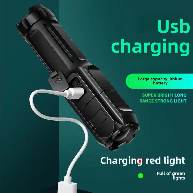 Strong Light Rechargeable Lighting Super Bright Long Beam Zoom Small Portable Flashlight