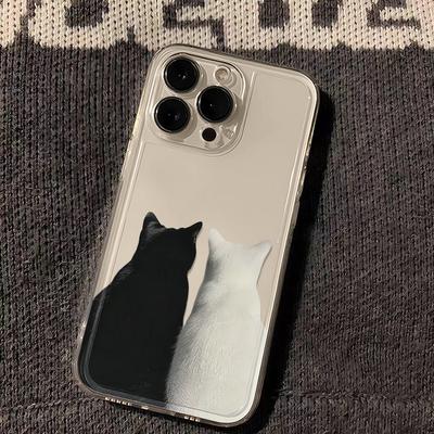 Černobílá kočka Pouzdro na telefon Pro iPhone 17 16 15 11 12 14 13 Pro Max Mini X XS XR 7 Plus 16E Nárazuvzdorný Průhledný kryt Fundas