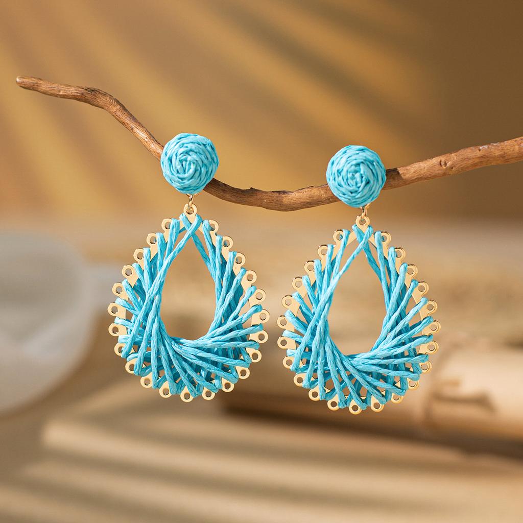 New Earrings Handmade Rattan Exaggerated Vacation Style Earrings Earrings Unique and Beautiful Seaside Accessories