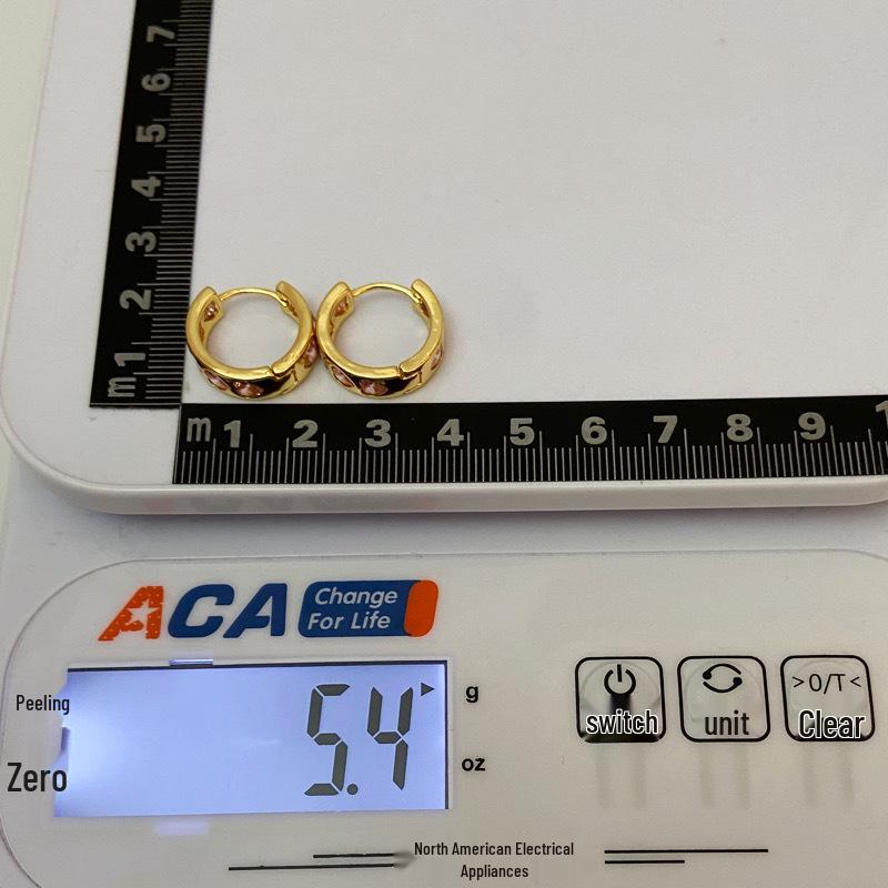 Zircon Heart Hoop Earrings: Japanese & Korean-Inspired Women's Fashion, Elegant Simple Design, Light Luxury Jewelry.