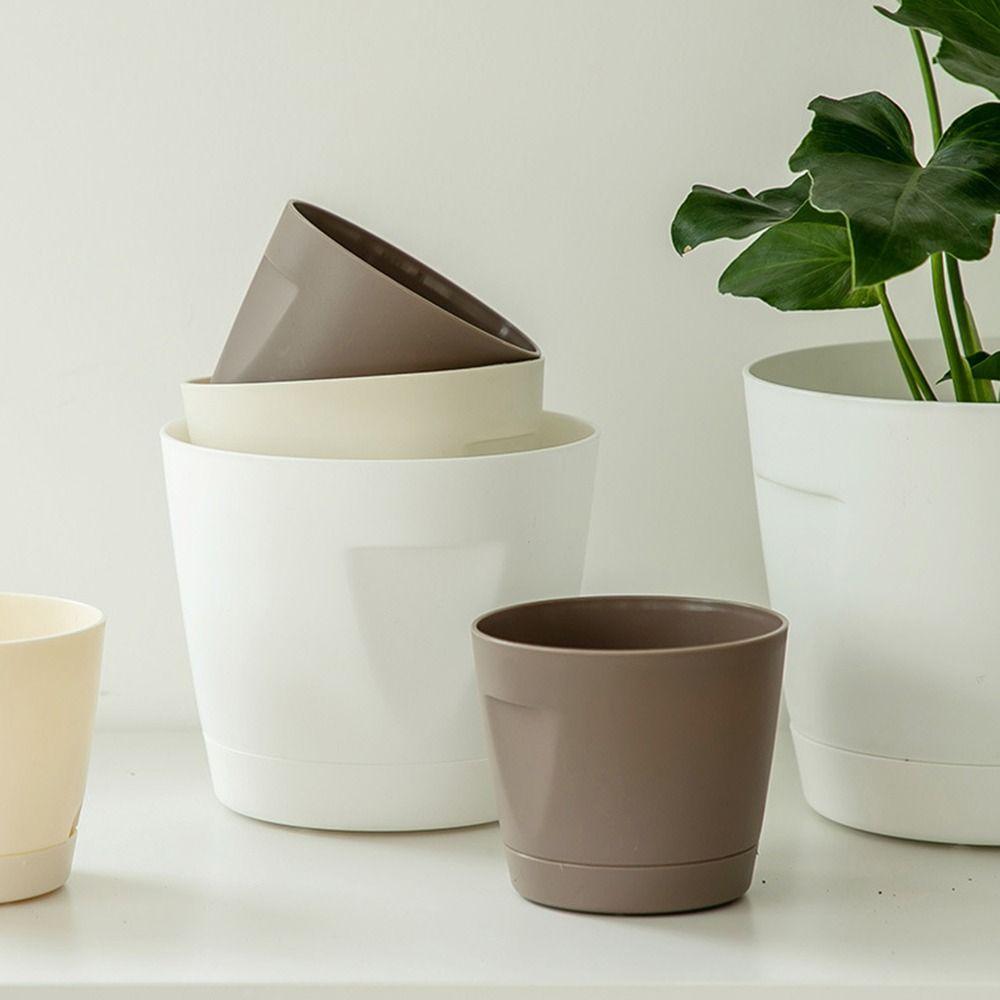 Durable Self Watering Lazy Plant Pot Including Liner with Handle Hydroponic Planter Garden Supplies Soil Flower Pot