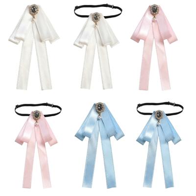 Brooch Necktie with Ribbon and Crystal Bows Elegant Flower Jewelry Brooches