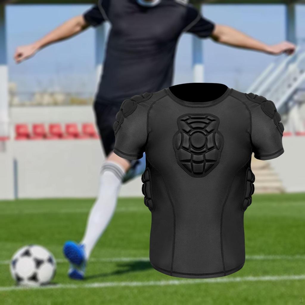 Men Padded Proctective Shirt Compression Rib Protector Protect Gear for Games Soccer Outdoor