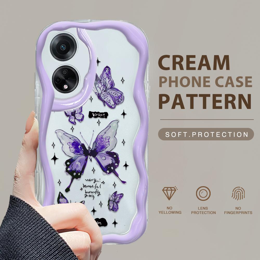 Cute Cartoon Pattern Cream Texture Casing Wavy Edge Soft Silicone Cover Phone Case for OPPO Reno Realme