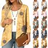 Women's Vintage Floral Print Three-Quarter Sleeve Cardigan Casual Loose Fit Lightweight for Spring Summer