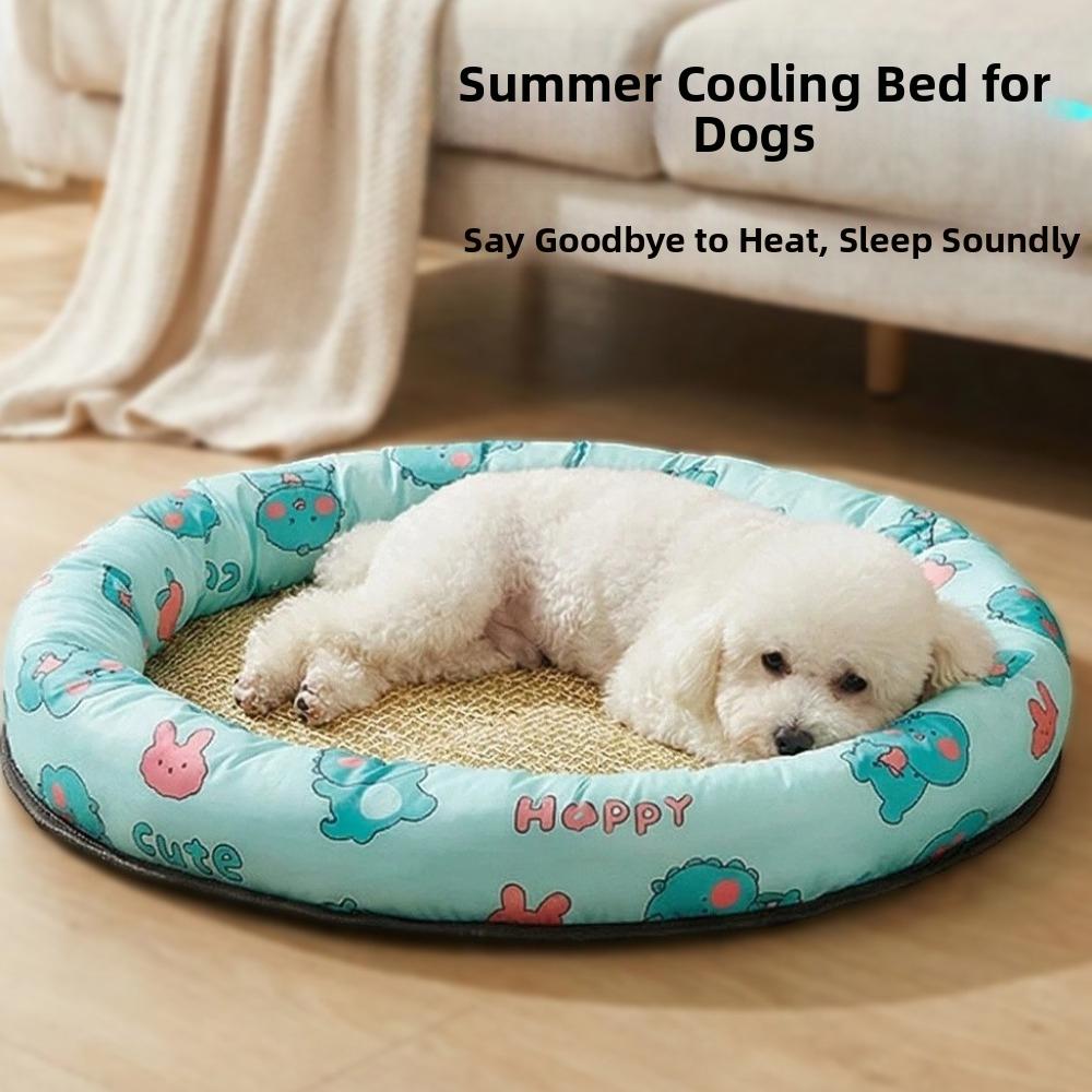 Cute Round Cat Cooling Mat Cartoon Pattern Breathable Pet Ice Mat Wear Resistant Thickened Sponge Pet Cooling Nest Four Seasons