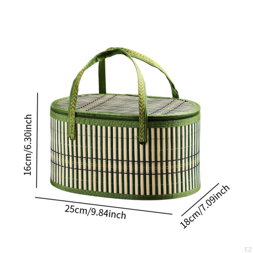 Kosz bambusowy do przechowywania żywności z uchwytami, idealne prezenty i na przyjęcia