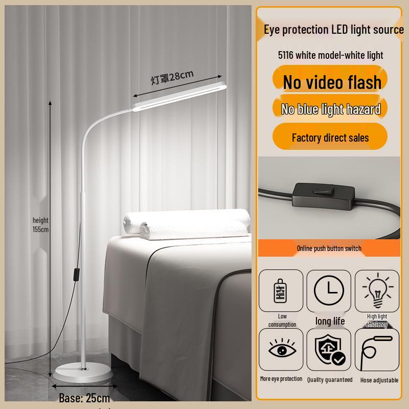 Beauty Salon Floor Lamp for Nails, Eyelash & Eyebrow Embroidery, Acne Removal, and Shadowless Cold Light Work