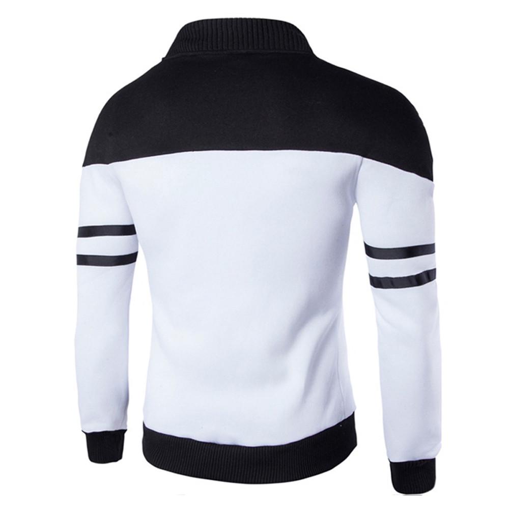 Fashion Men's Autumn Winter Zipper Sportswear Patchwork Jacket Long Sleeve Coat