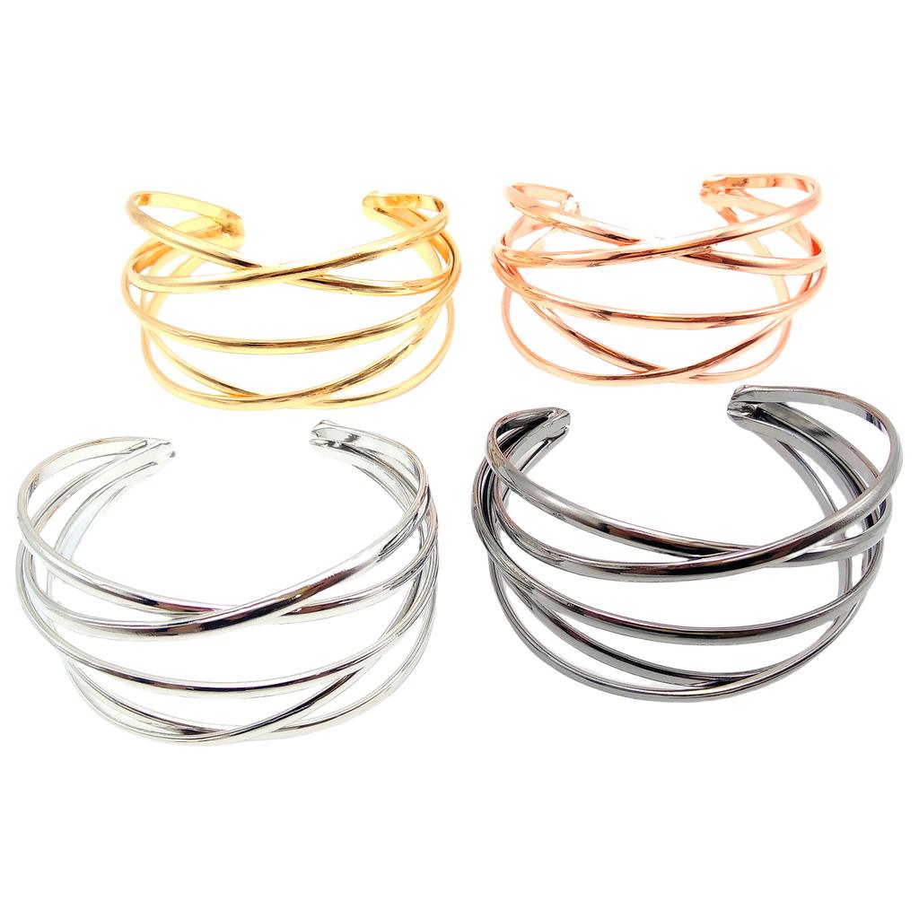 Fashionable Hollow Bangles Irregular Cuff Geometric Bracelets Metal Texture Wrist Jewelry for Parties and Daily Wear