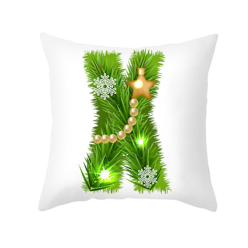 Christmas Pillow Cover Cartoon Green Letter Series Office Pillow Cover Printed Cushion Cover Cross-border