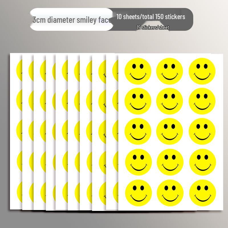 Smiling Face Rewards Stickers: Self-Adhesive Praise Labels for Kindergarten & Elementary Students