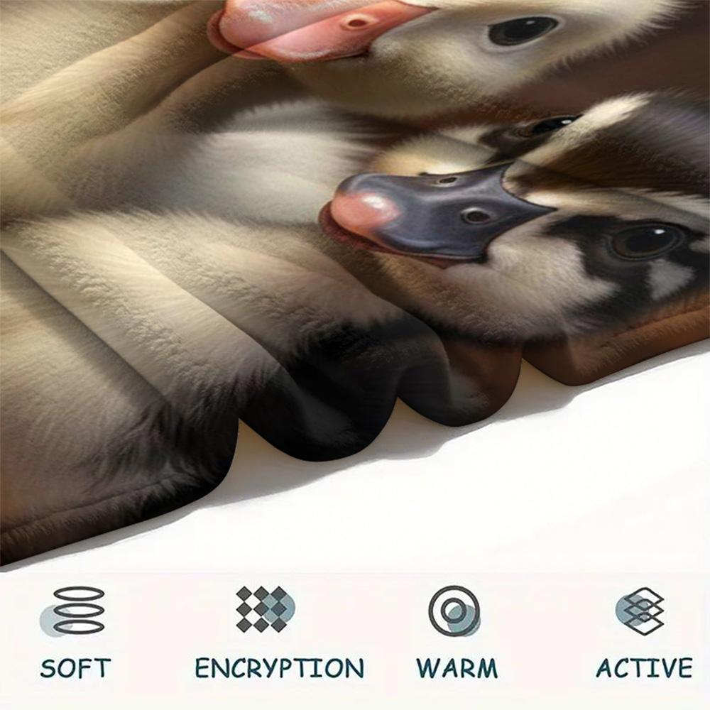 1PC Three animals Print Flannel Blanket, High quality Comfortable for All Seasons, Home Decor, Warmth and Comfort