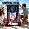 Custom Name Personalized NFL Print Beach Towel, for Trip Camping Beach Party Home Decor, Birthday Gift for Family & Friends