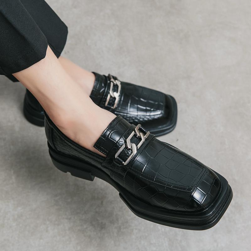 British Style Platform Loafers Shoes Men Thick-soled Wedding Shoes 2024 Black Formal Business Shoe Wedding Leather Casual Shoes