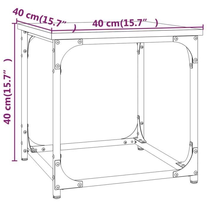 823290 vidaXL Table d'appoint Sonoma gris 40x40x40 cm Bois d'ingénierie