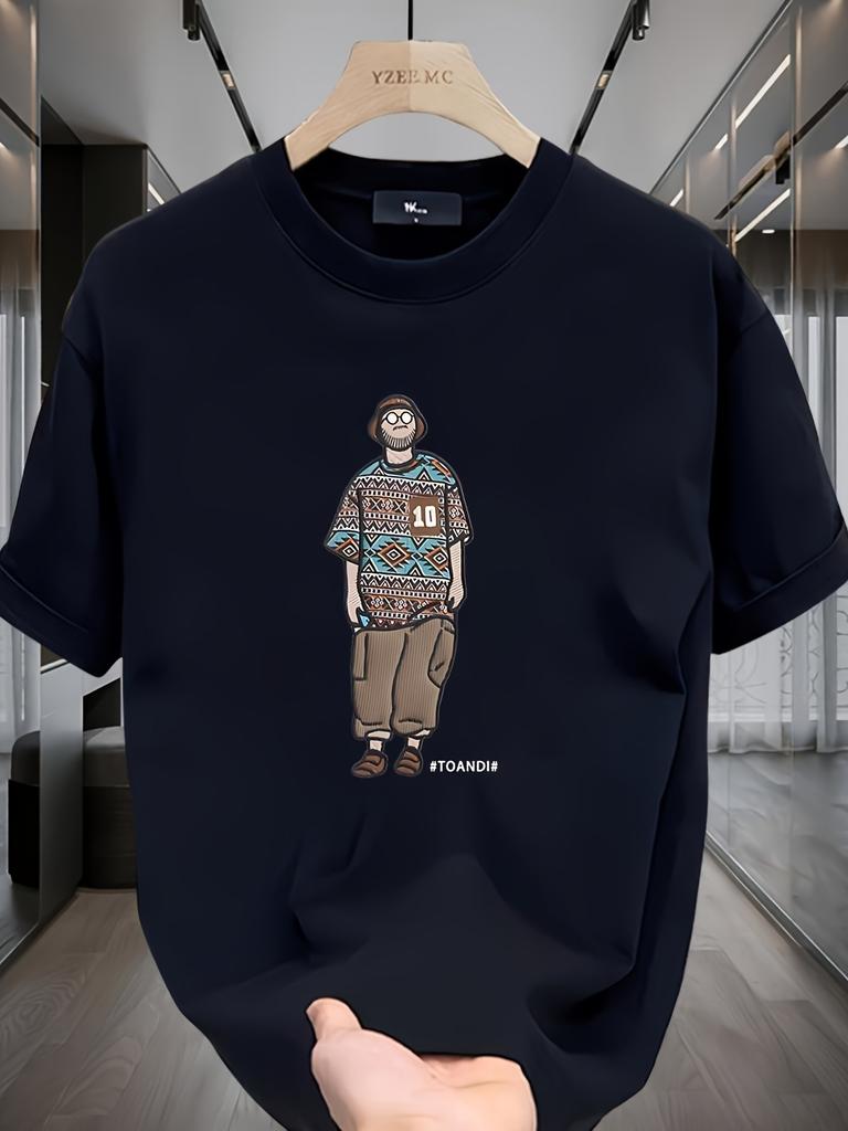 Heavy cotton trendy brand printed shortsleeved Tshirt mens summer new casual large size loose versatile top