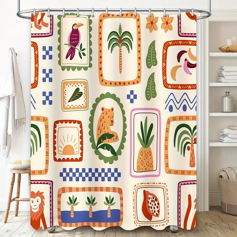 Decorative bathroom curtain with exotic animal print – perfect addition for your home décor!
