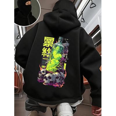 2025 China Chic Skull Men's Zipper Printing Funny Hoodies Men's Women Hip Hop Hooded Sweatshirt Fashion Casual Oversized Hoodie