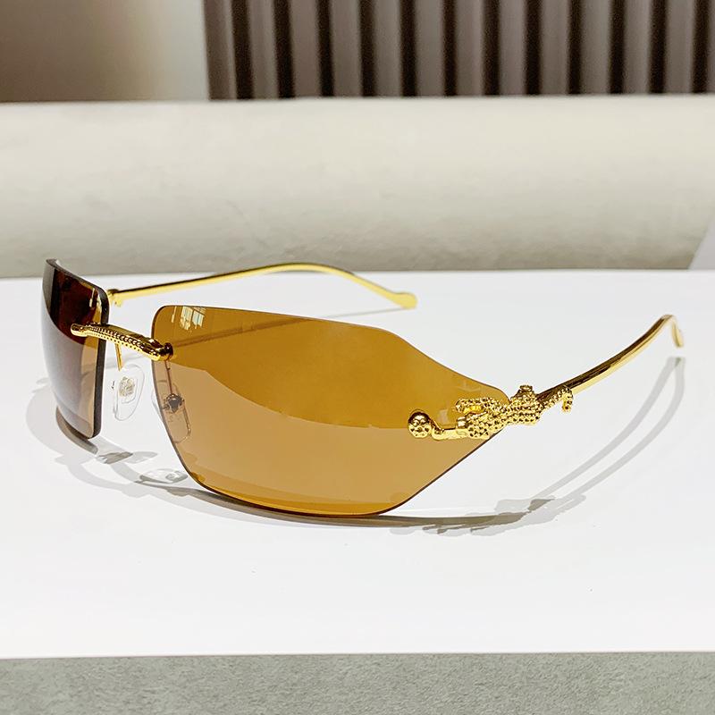 Cat'S Eye Sunglasses Metal Trend Sunglasses Borderless Leopard Head Glasses