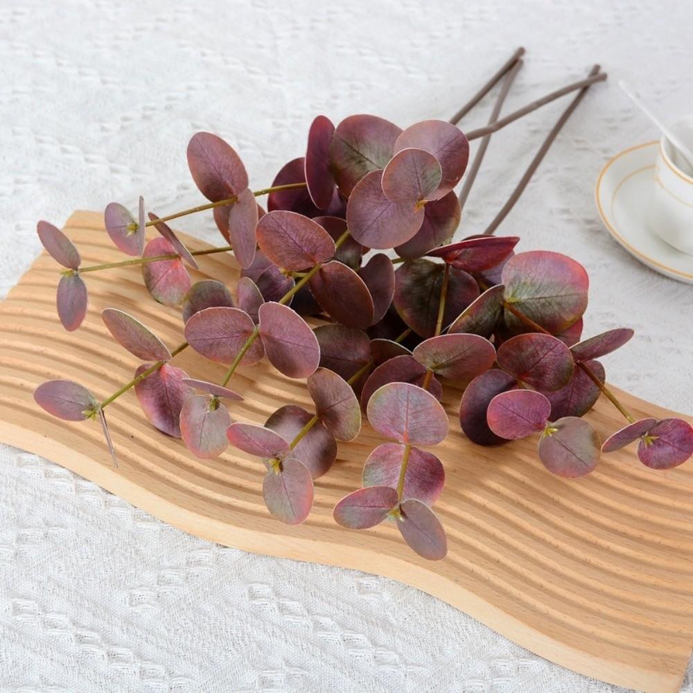 Plastic Artificial Eucalyptus Round Leaves Silk Eucalyptus Leaf  Christmas Decorations