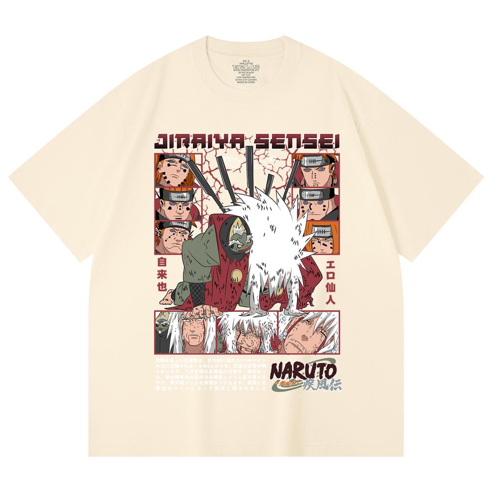 

230 Gsm 100% Cotton Naruto V5 Jiraiya Print Unisex Heavy Cotton T Shirt XS абрикосовый