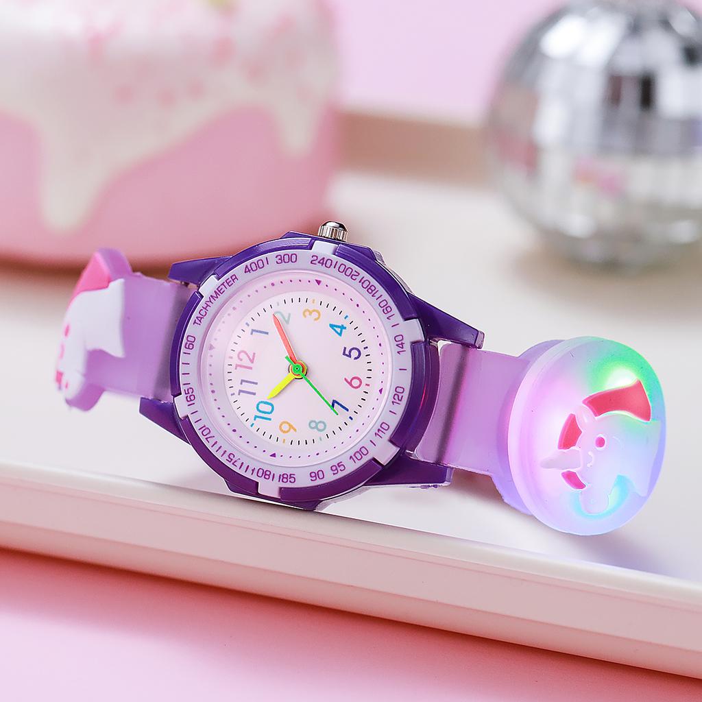 Cartoon Party Unicorn Glow Watch Colorful Hand Scale Quartz Watch for Halloween Christmas Gifts