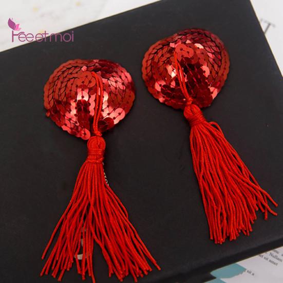 Covers Sequins Shiny Heart Self-Adhesive Invisible Shape Nippleless Stickers Tassels Chest Pads