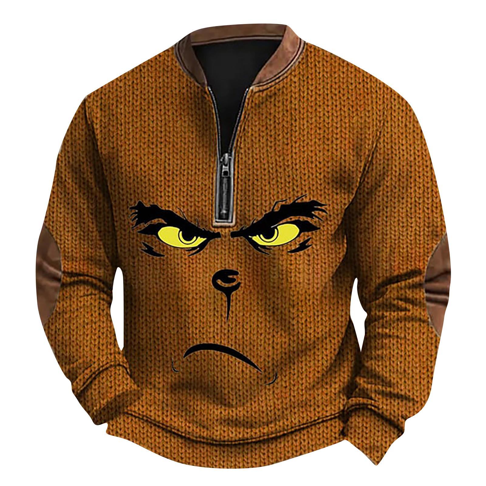 

Men S Outdoor Zipper Long Sleeved Sportswear Casual Sweatshirt S коричневый