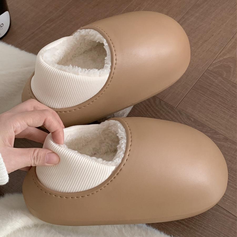 New Slippers Women Winter Soft Fluffy Waterproof Cotton Shoes for Home Thick Sole Slippers Cozy Warm Flats Non-Slip Shoe